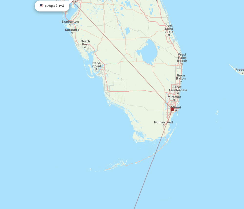 TPA-VRA flight routes