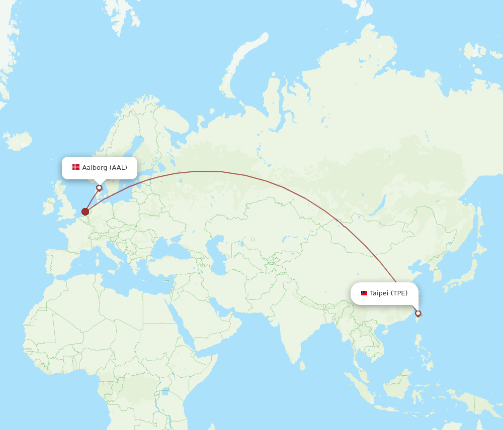 TPE to AAL flights and routes map