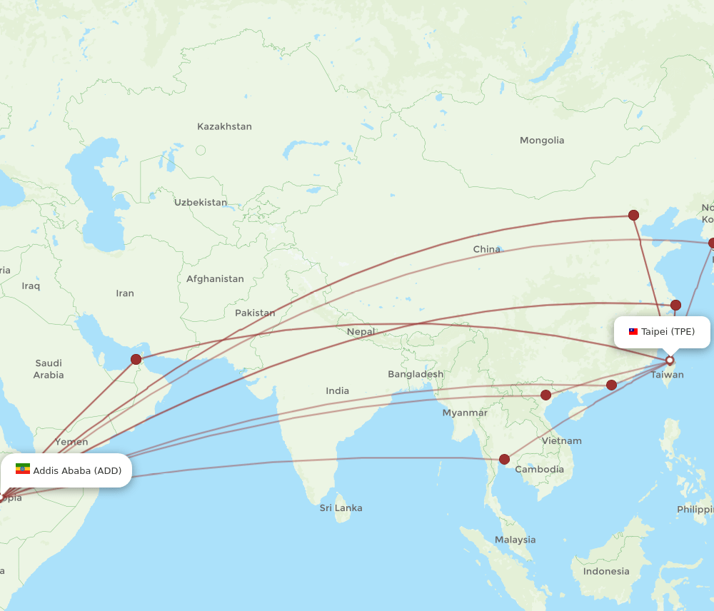 TPE-ADD flight routes