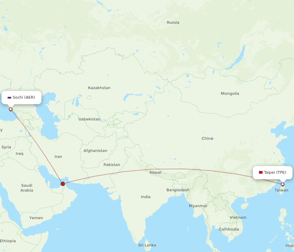 TPE-AER flight routes
