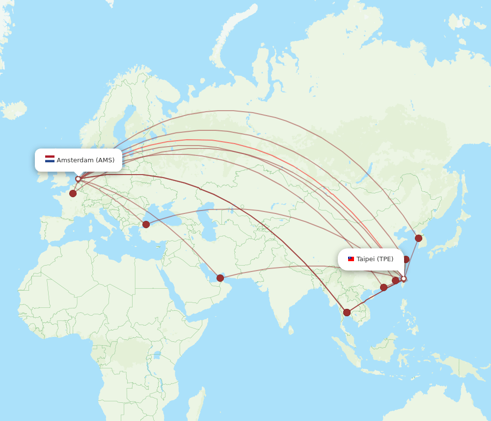 TPE-AMS flight routes