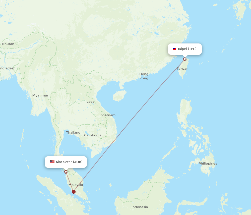 TPE-AOR flight routes