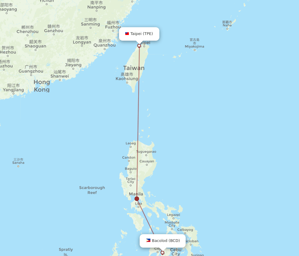 TPE to BCD flights and routes map
