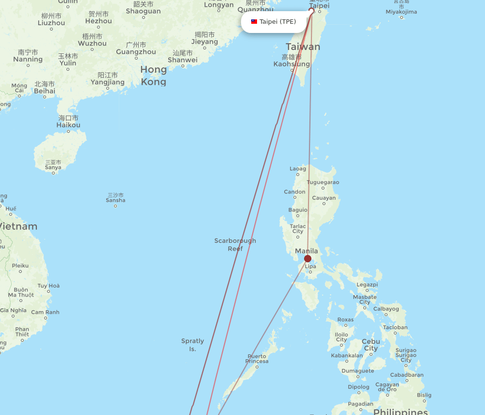 TPE to BKI flights and routes map