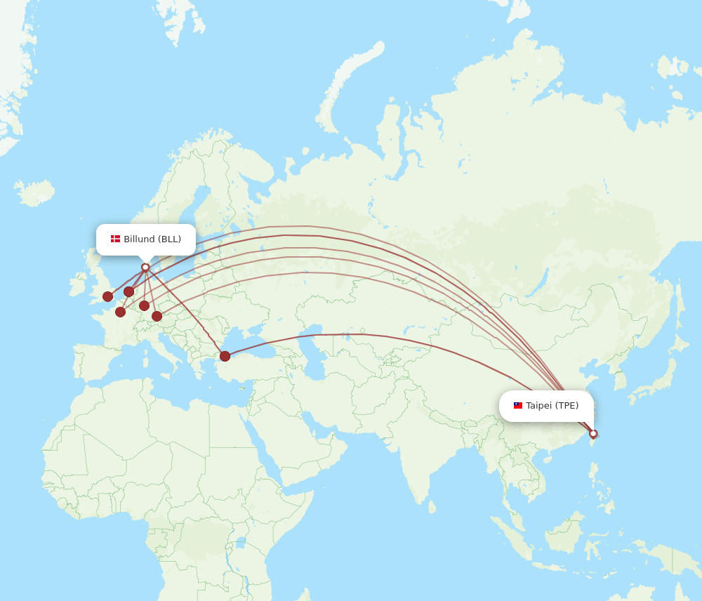 TPE-BLL flight routes