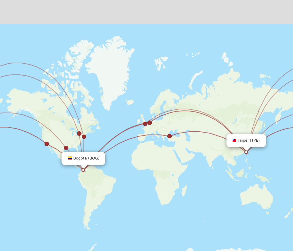 TPE to BOG flights and routes map