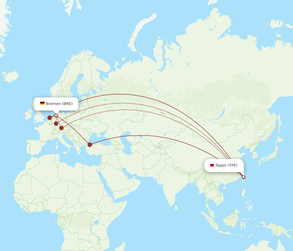 TPE-BRE flight routes