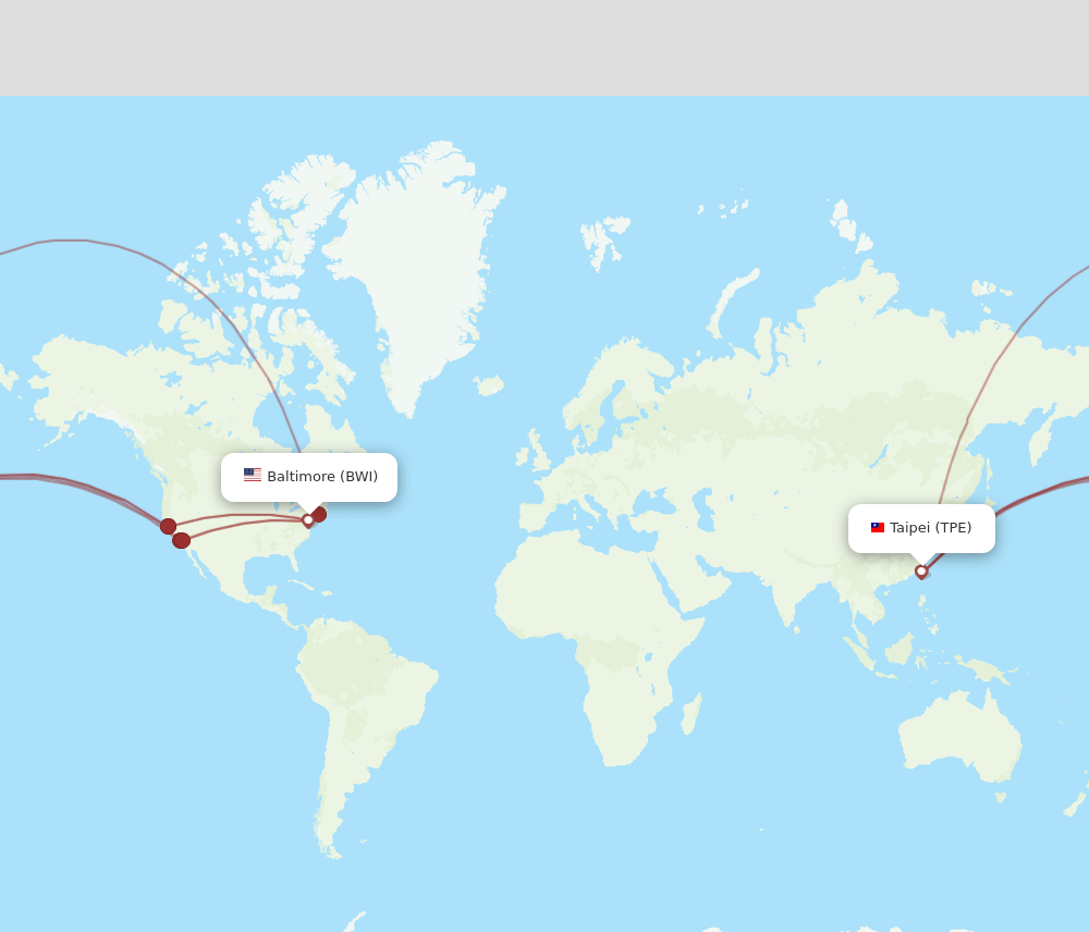 TPE-BWI flight routes