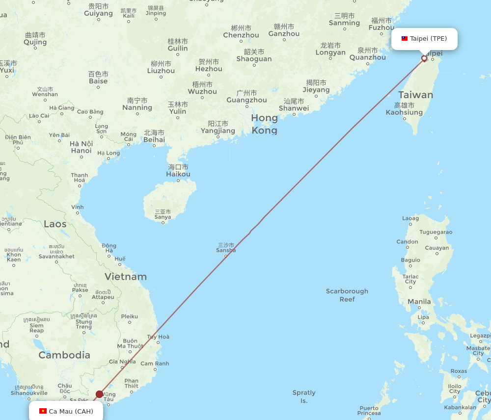 TPE-CAH flight routes