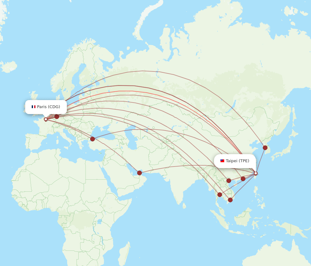 TPE-CDG flight routes