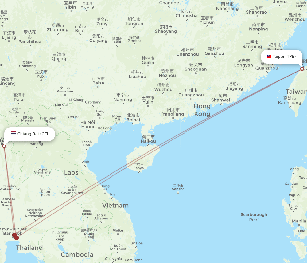 TPE-CEI flight routes