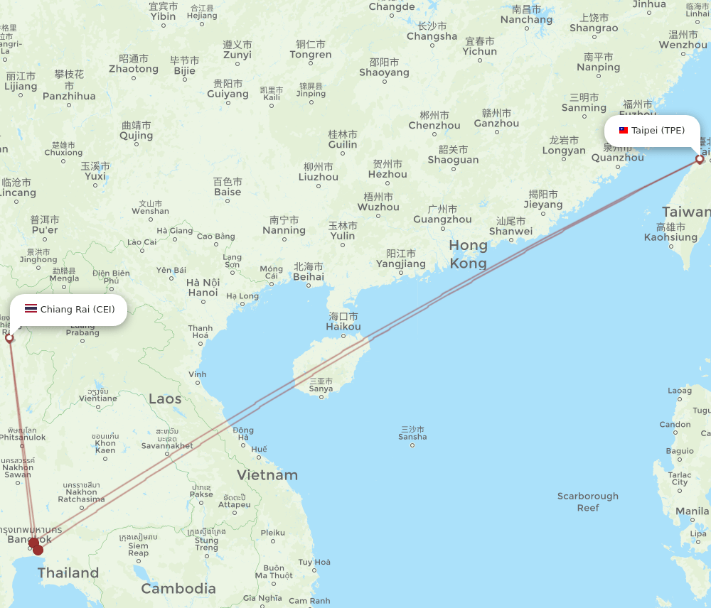 TPE to CEI flights and routes map