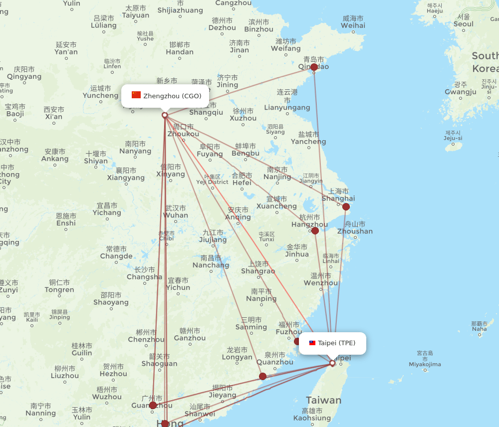 TPE-CGO flight routes