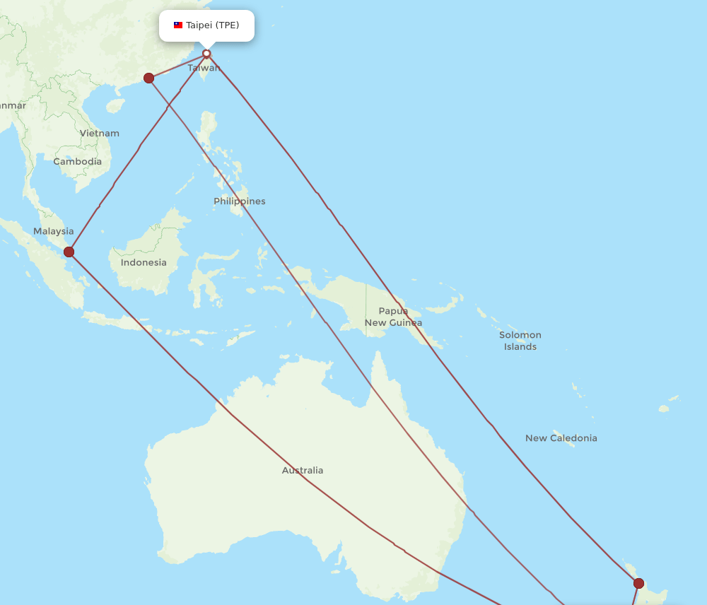 TPE-CHC flight routes