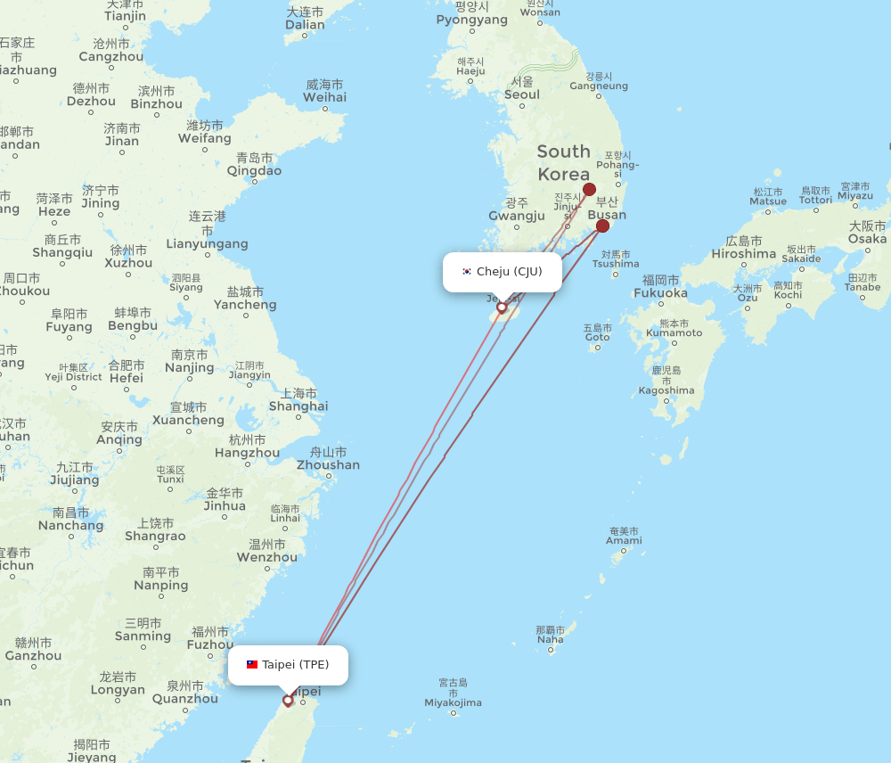 TPE-CJU flight routes
