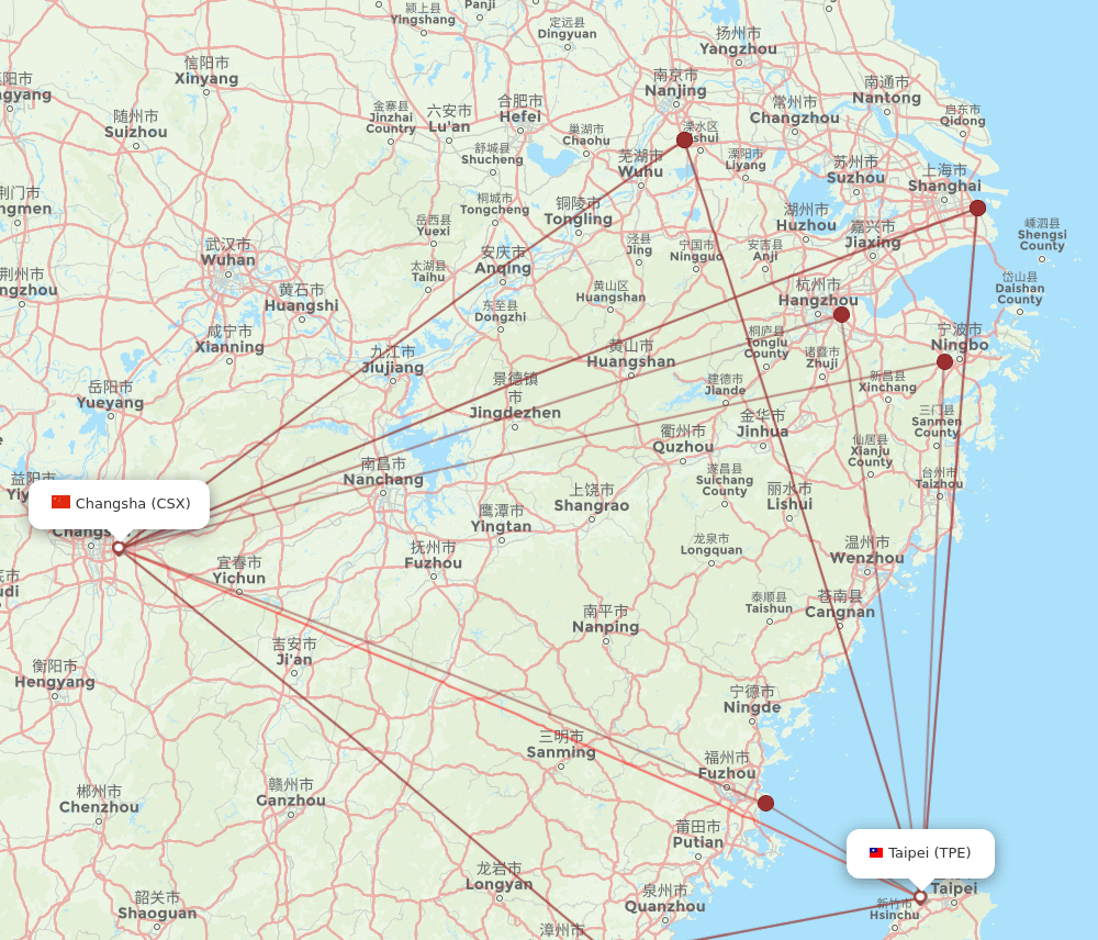 TPE-CSX flight routes