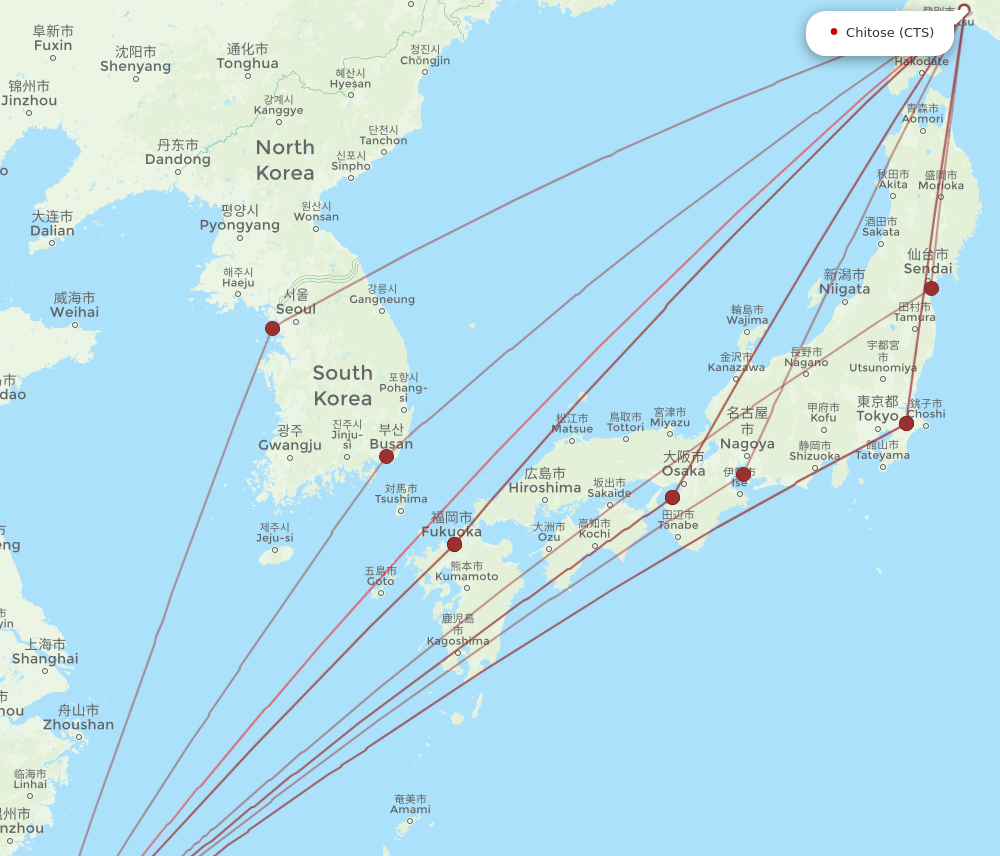 TPE to CTS flights and routes map