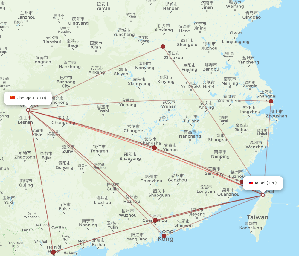 TPE-CTU flight routes