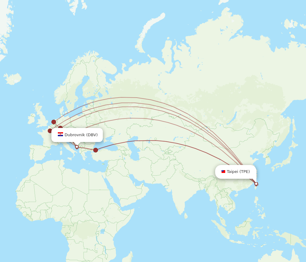 TPE-DBV flight routes