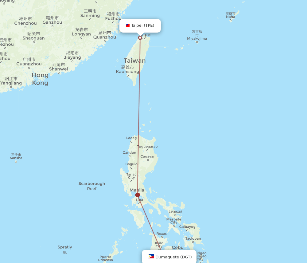 TPE-DGT flight routes