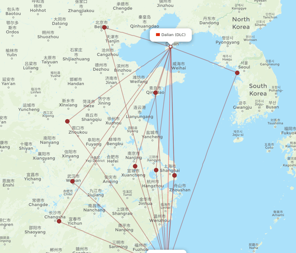 TPE to DLC flights and routes map