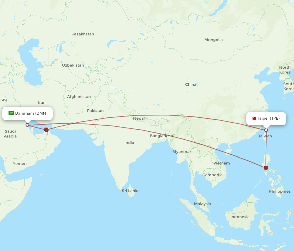 TPE-DMM flight routes