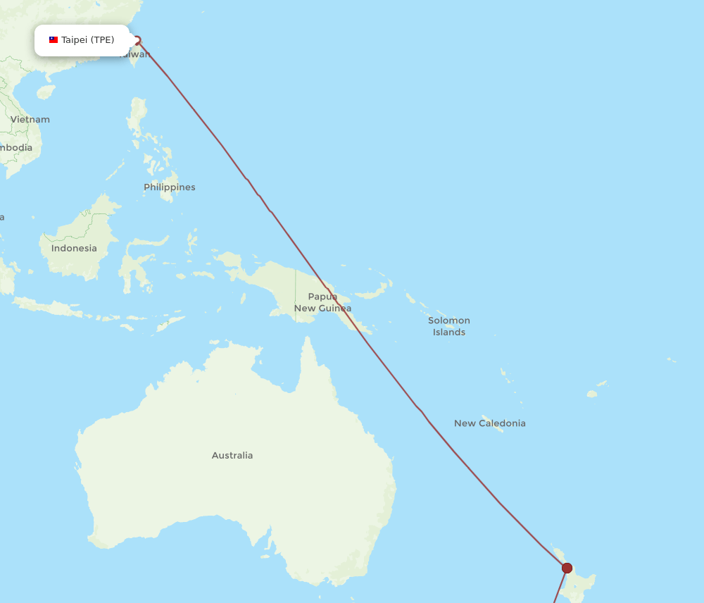 TPE-DUD flight routes