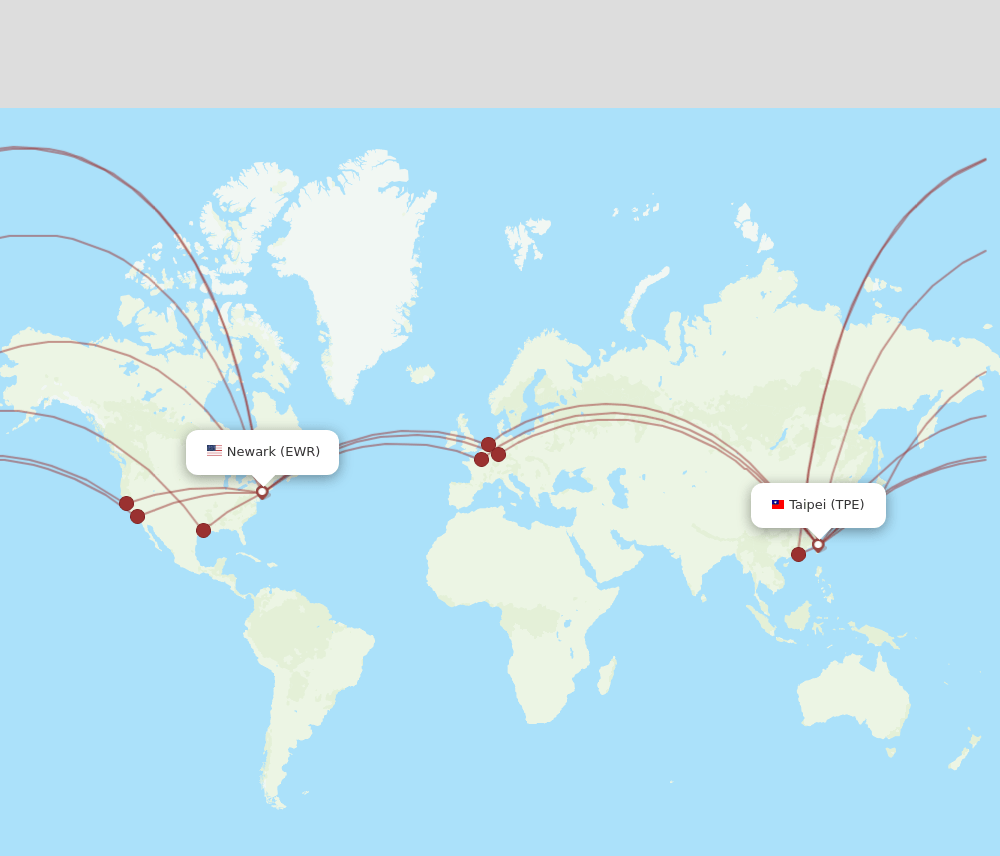 TPE-EWR flight routes