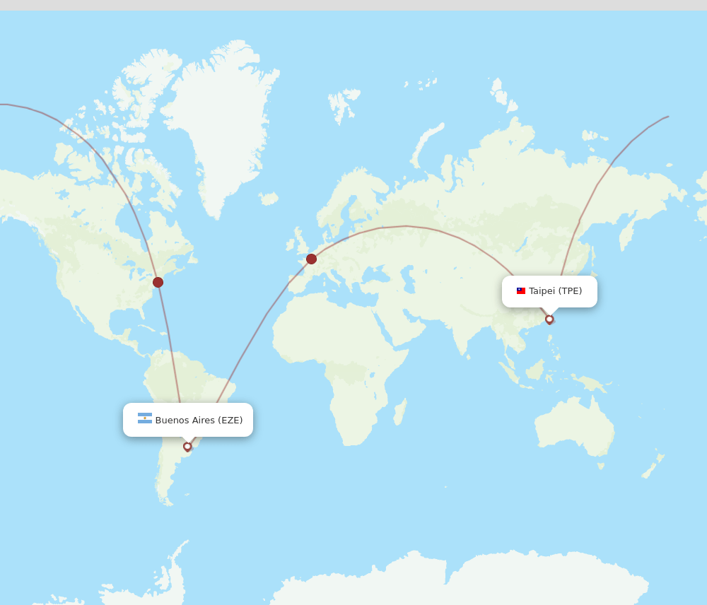 TPE to EZE flights and routes map