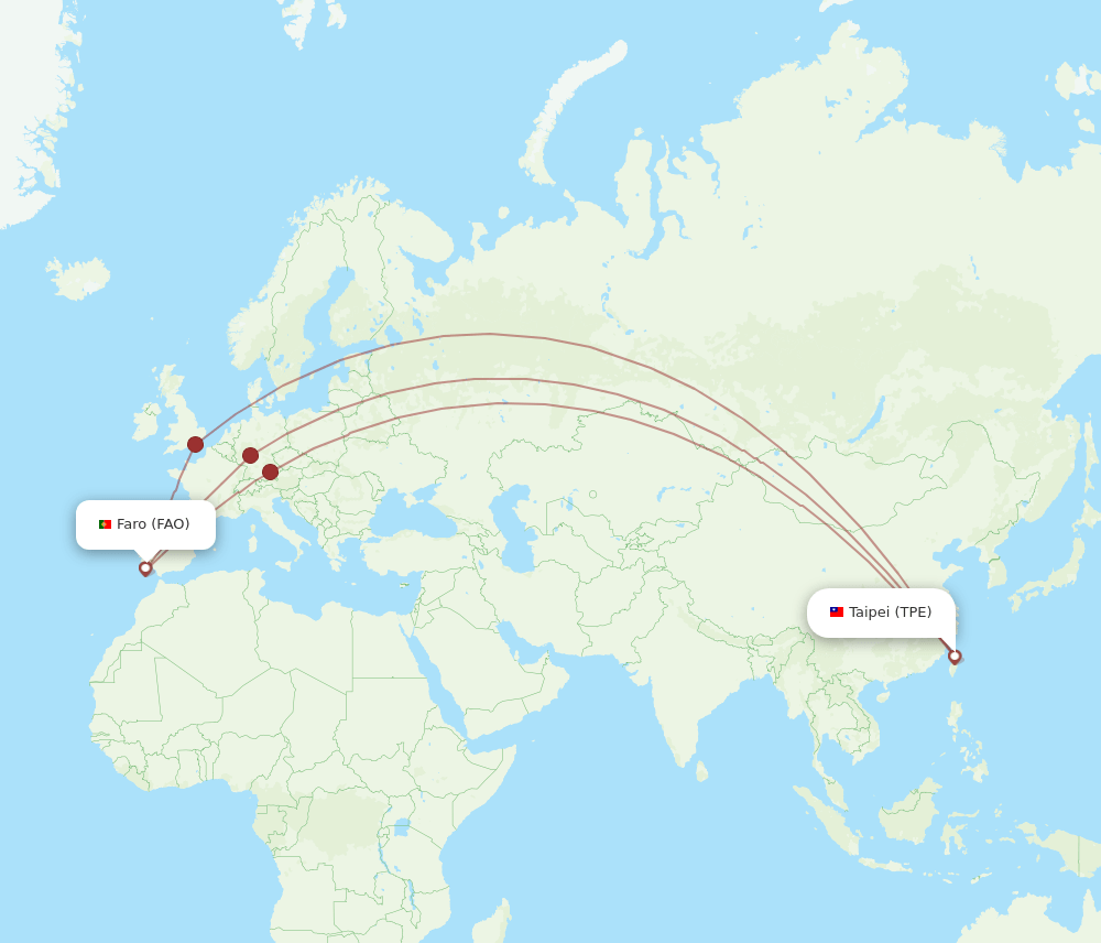TPE-FAO flight routes
