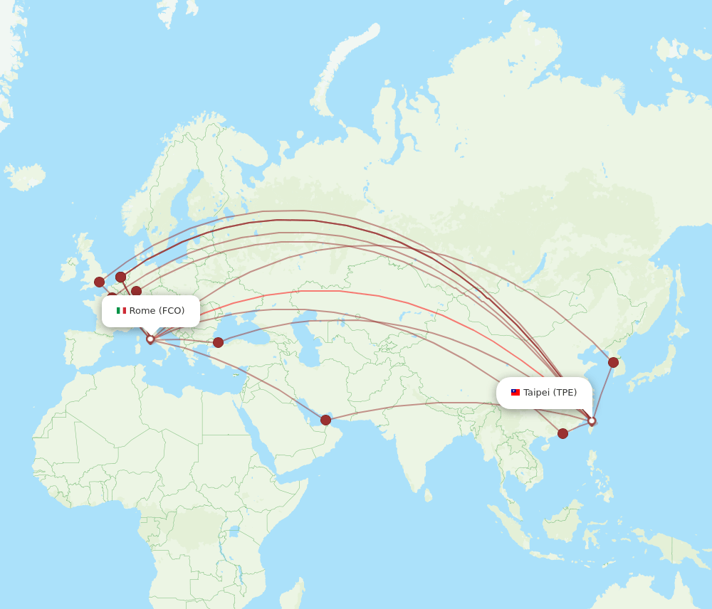 TPE-FCO flight routes