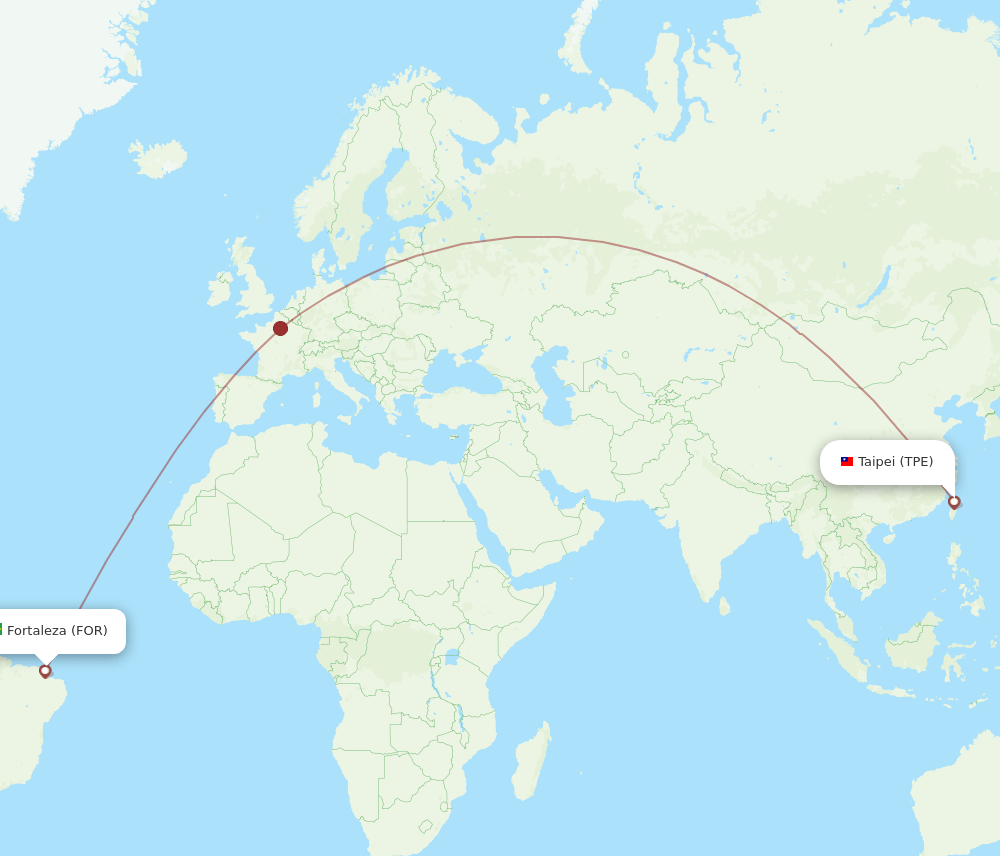 TPE to FOR flights and routes map