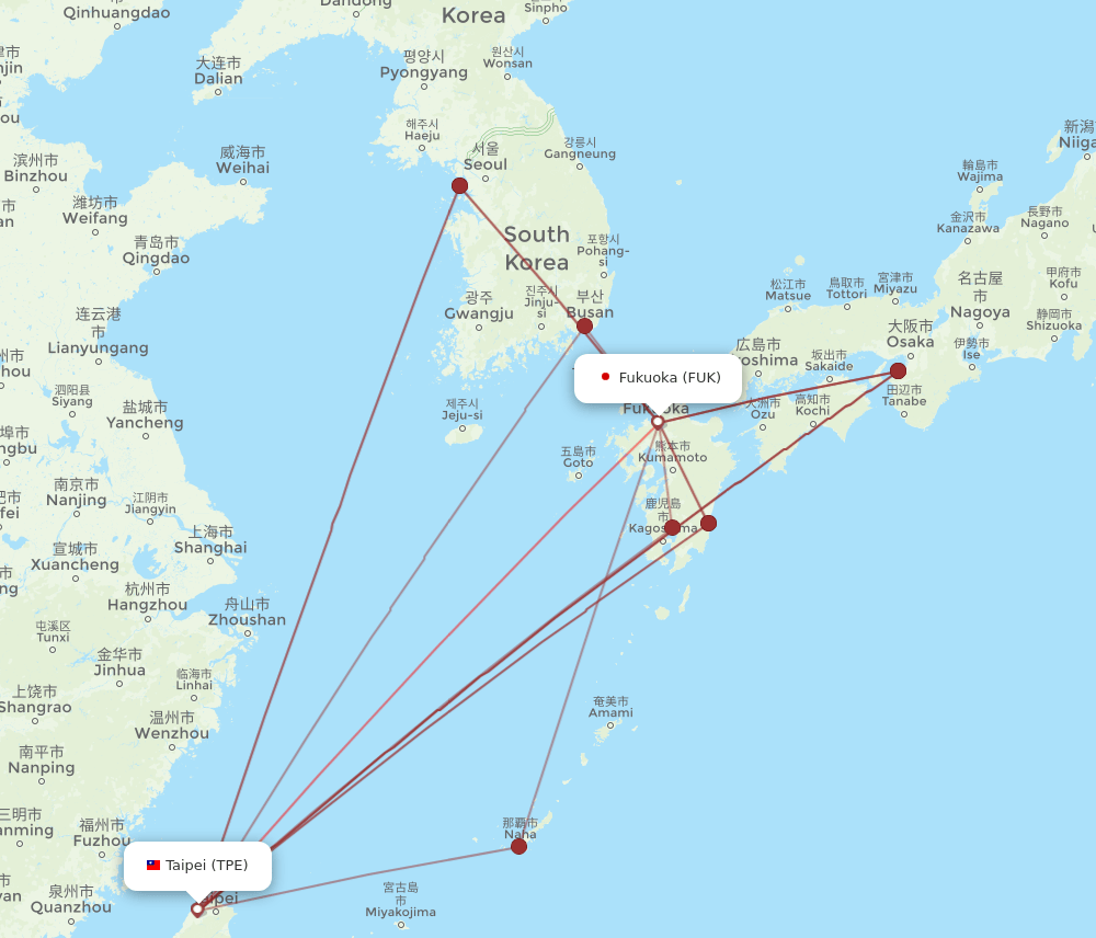 TPE to FUK flights and routes map