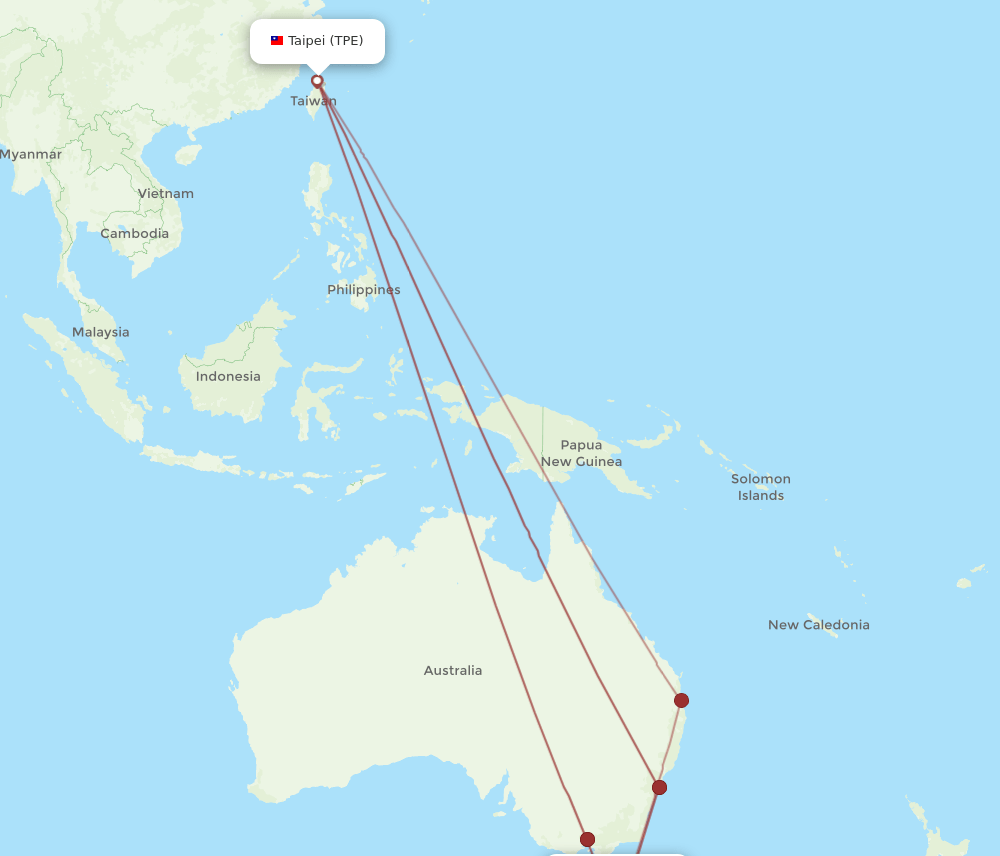 TPE-HBA flight routes