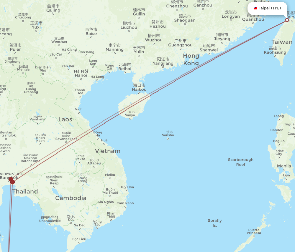 TPE-HDY flight routes