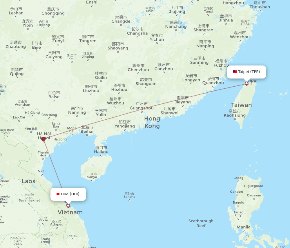 TPE-HUI flight routes