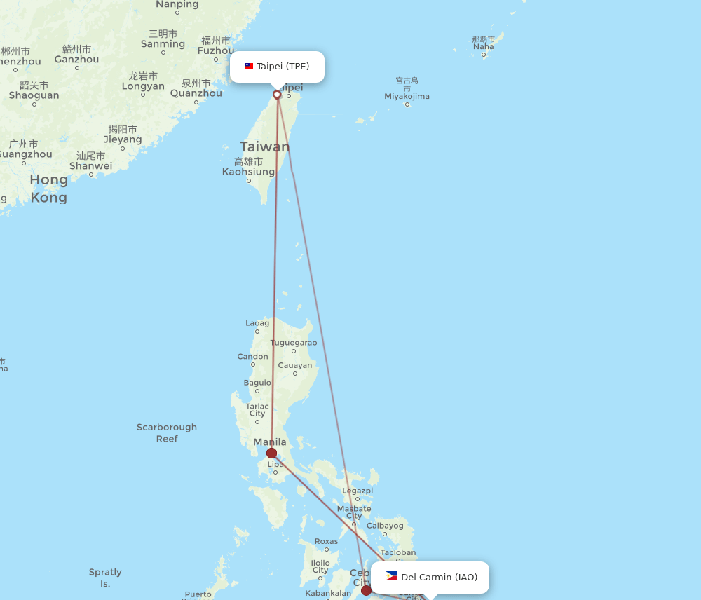 TPE-IAO flight routes