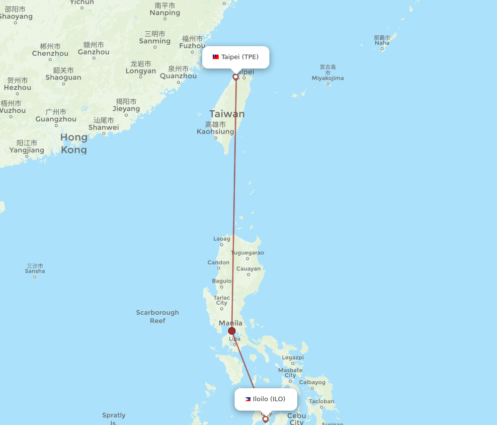TPE-ILO flight routes