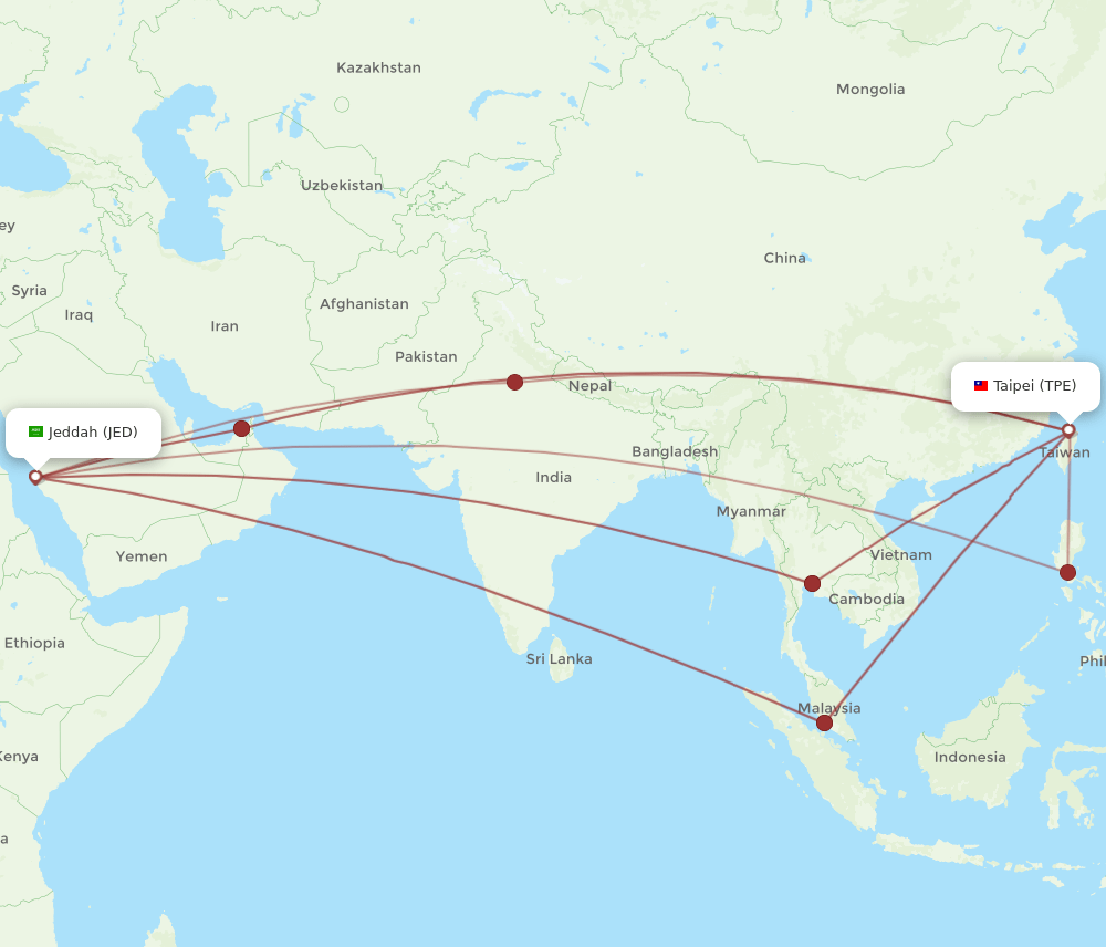 TPE-JED flight routes