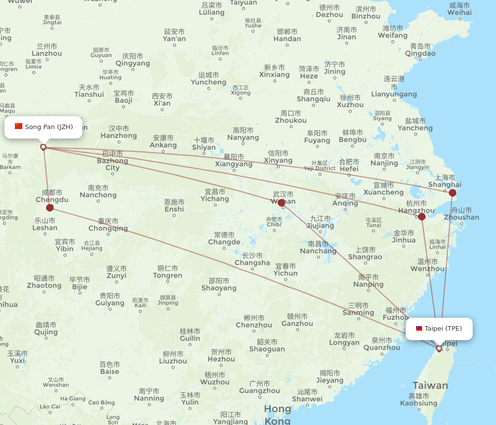 TPE-JZH flight routes