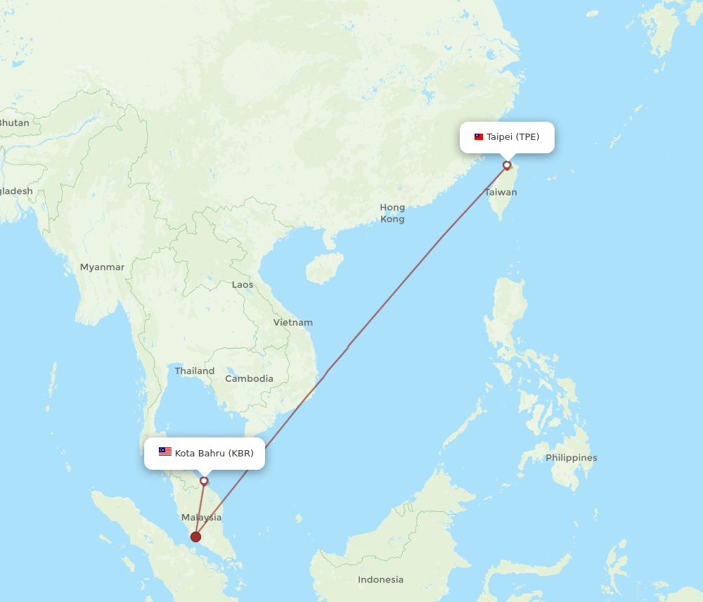 TPE-KBR flight routes