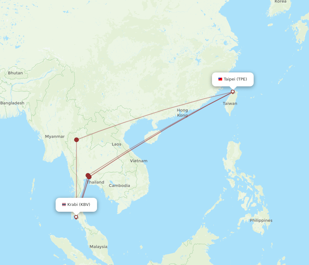 TPE-KBV flight routes