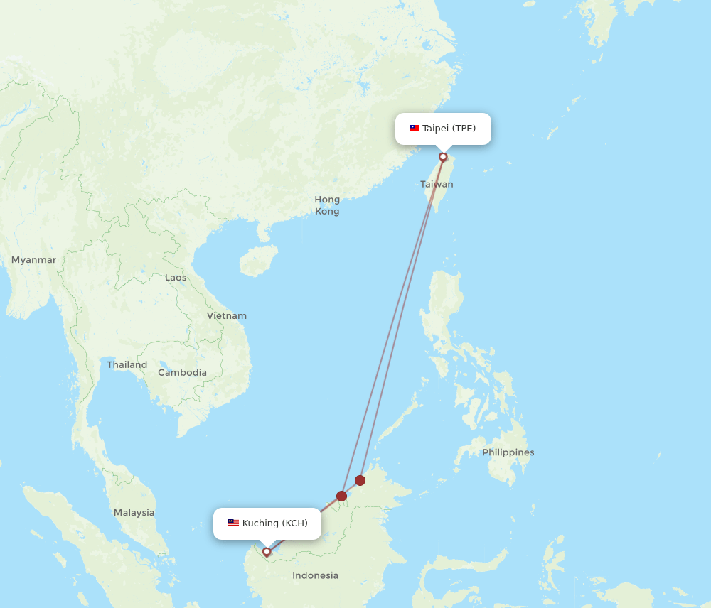TPE-KCH flight routes