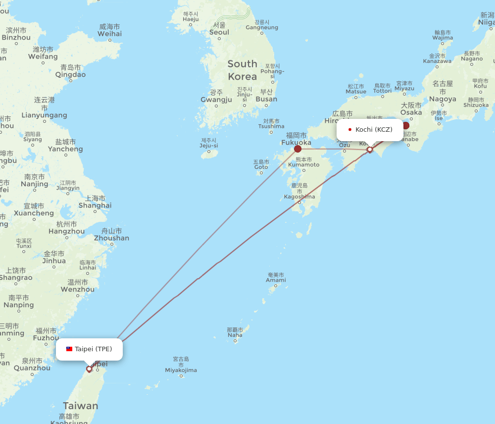 TPE-KCZ flight routes