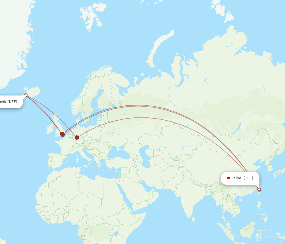TPE-KEF flight routes
