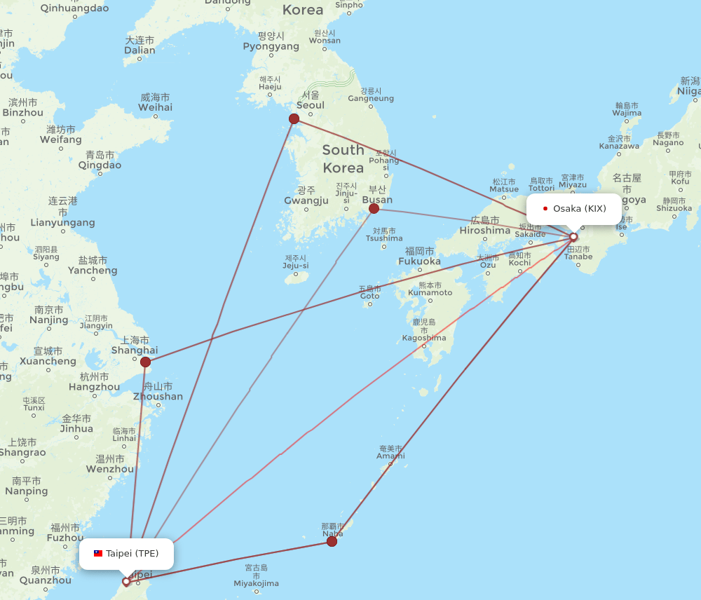 TPE-KIX flight routes