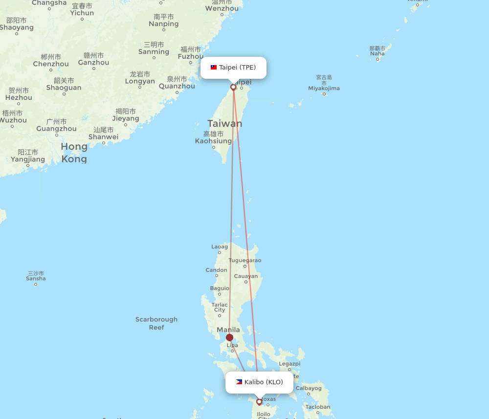 TPE-KLO flight routes