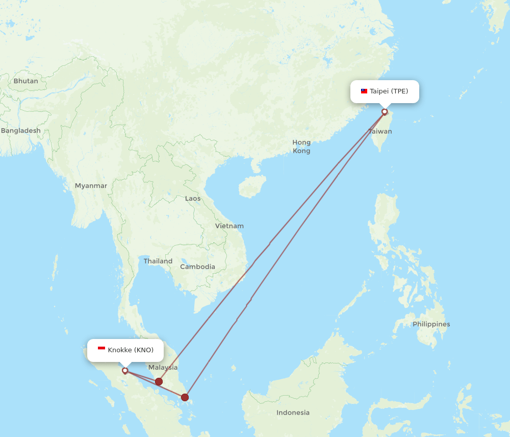 TPE-KNO flight routes