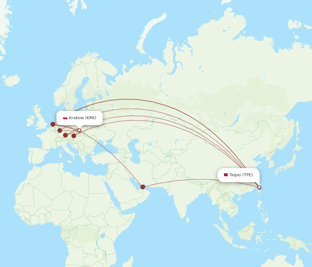 TPE-KRK flight routes