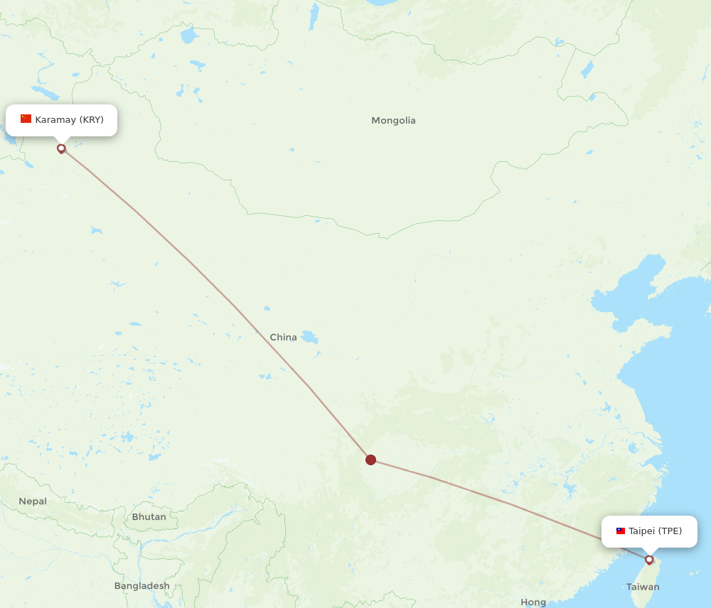TPE to KRY flights and routes map